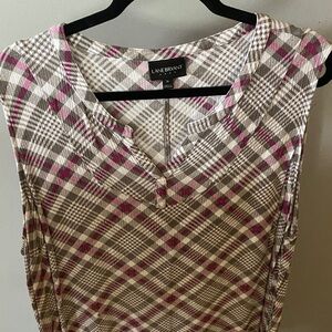 Lane Bryant Sleeveless Plaid Tank in Gray and Pink